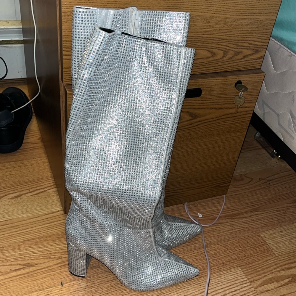 Silver sparkly heels